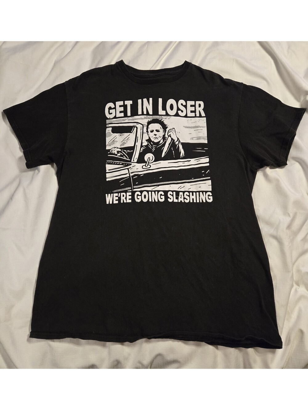 Spencer's Halloween Michael Myers "Get In Loser" Funny Horror Graphic T-Shirt L